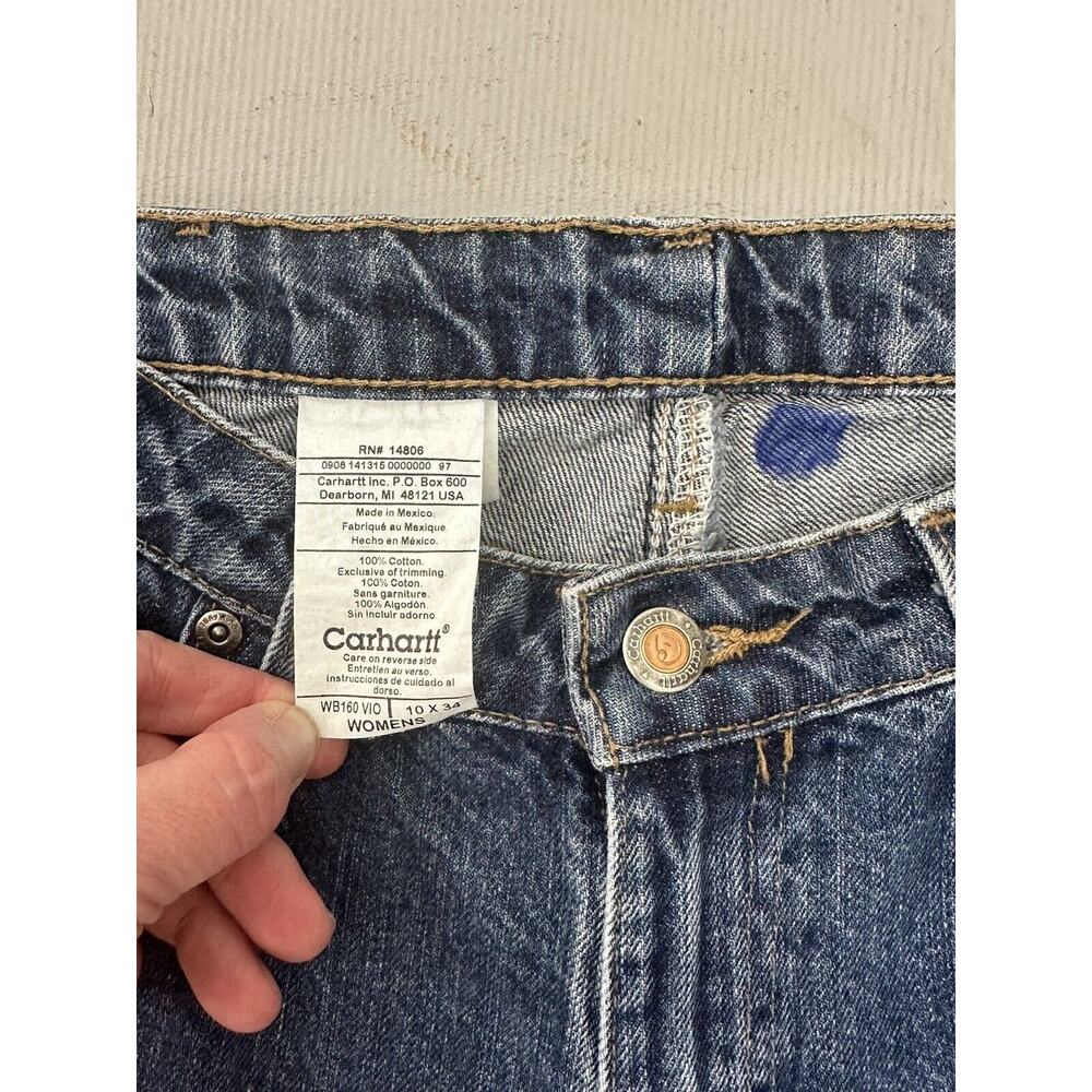 Carhartt WomensJeans Size 10 34 Workwear WB160 Denim Blue Medium Wash 10x34 - Picture 6 of 10